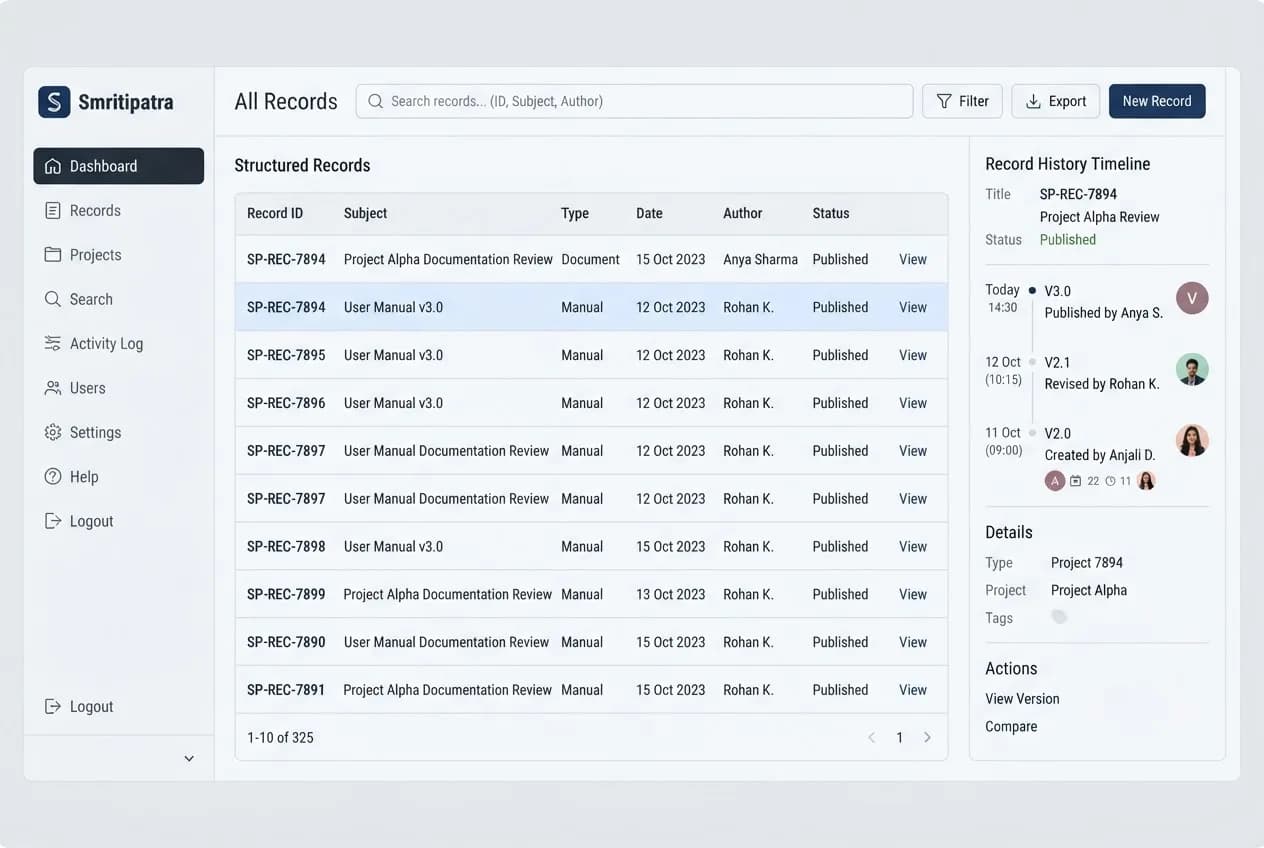 Smritipatra interface overview (placeholder)